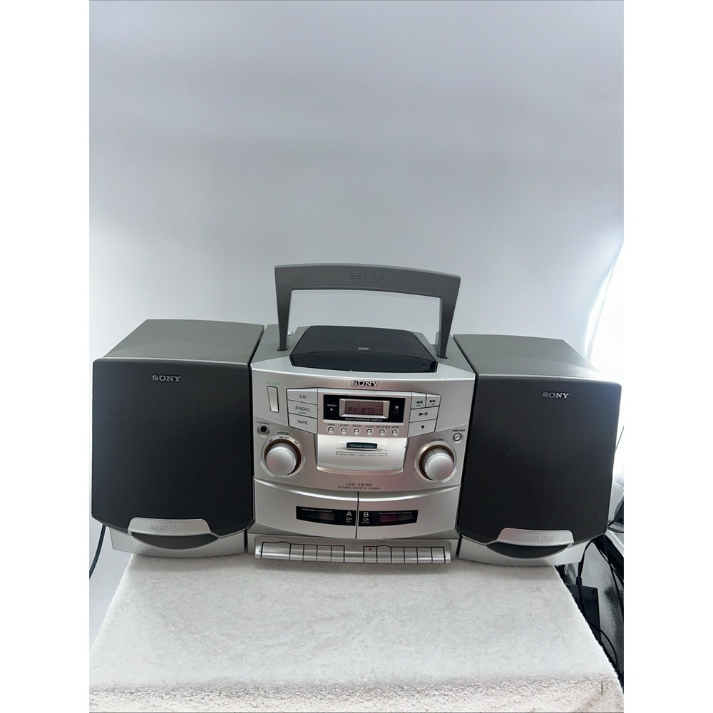 Sony CFD-ZW755 CD/Dual Cassette AM/ FM Radio Boombox Fully Functional TESTED